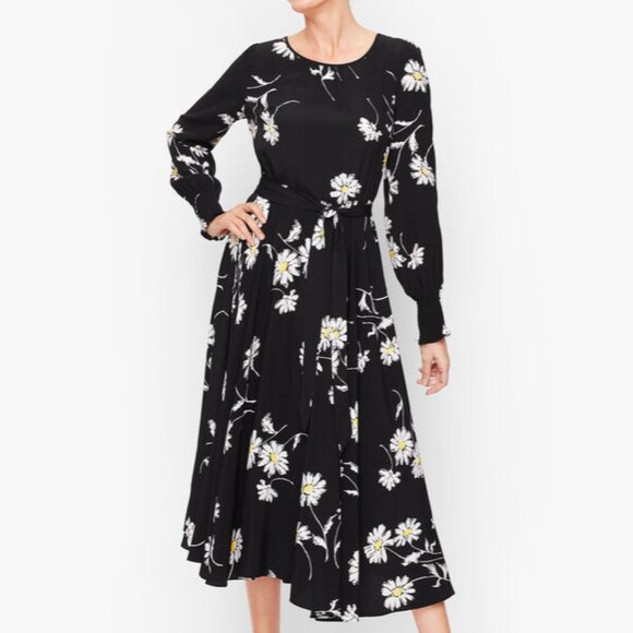 Talbots Dresses & Skirts - Talbots Vintage Daisy Fit & Flare Dress in Black, White, and Yellow